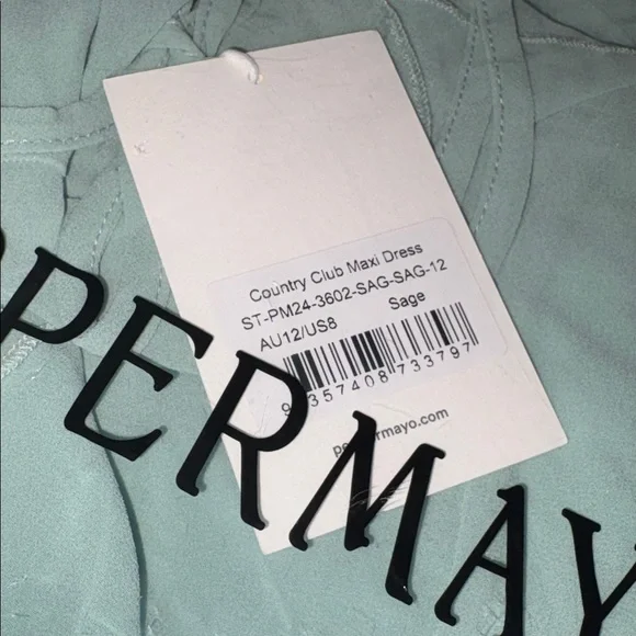 Peppermayo NWT Country Club Ruffled Maxi Dress in Sage Size 8 - Picture 4 of 6